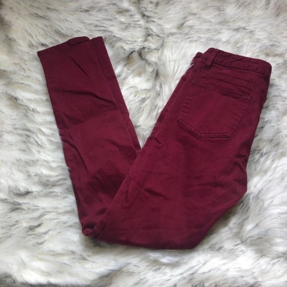 izzue midrise paneled red colored denim punk skinny jeans - Picture 7 of 8